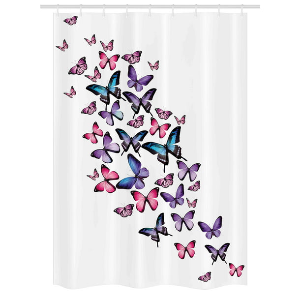 Cute Blue Pink Geometric Feminine Scale Waterproof Fabric Shower Curtain Hooks